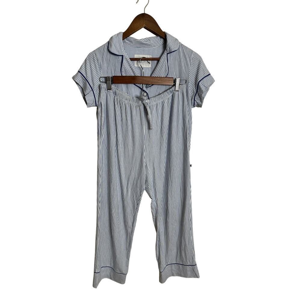 The Cat's Pajamas Set Blue White Stripe Pima Cotton Modal size S Lounge Sleep